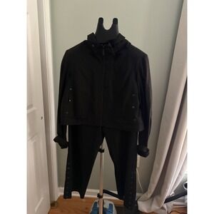 Lauren Vidal Black Jacket Pant Set Studded Zip Minimalist Career Woman's L